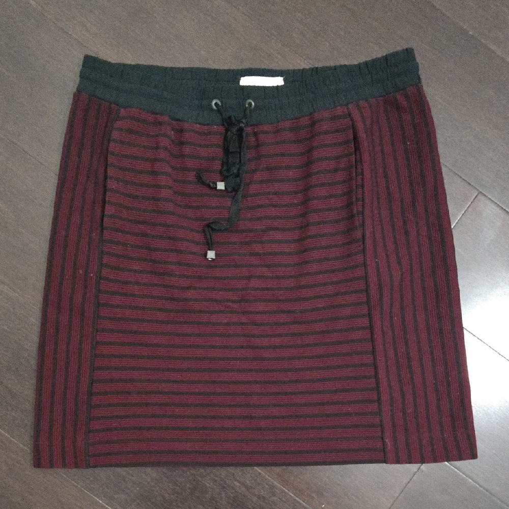 Lou & Grey Burgundy and Black Striped Pencil Skirt